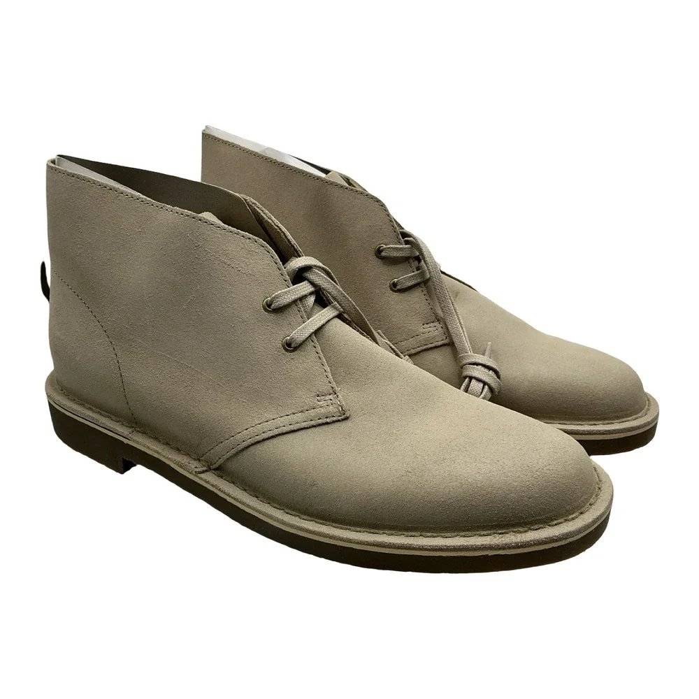 Clarks Shepton Taupe Distressed Suede Desert Boots 26179923 Mens 11